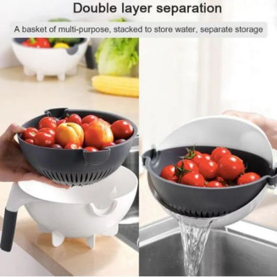 Wet Basket Vegetable Cutter With Drainage - 9 in 1