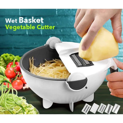 Wet Basket Vegetable Cutter With Drainage - 9 in 1