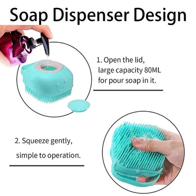 Silicone Ultra Soft Bath Sponge / Shower Brush / Body Massager with Soap Dispenser