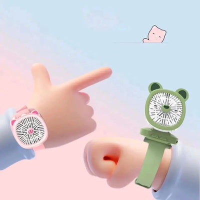 Cartoon Watch Fan With Wrist Strap - Rechargeable