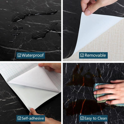 Self Adhesive - Black Marble Sheet (60CM x 2M)